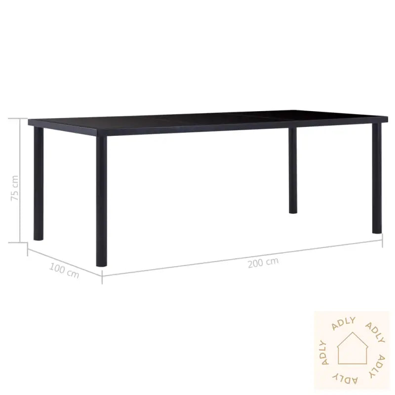 Spisebord Svart 200X100X75 Cm Herdet Glass