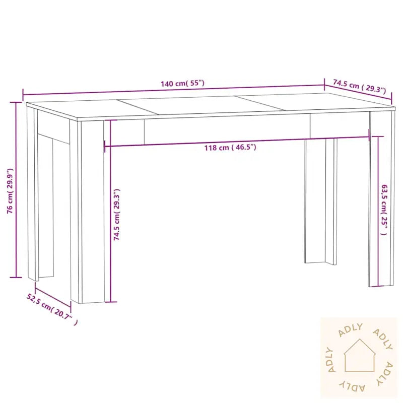 Spisebord Røkt Eik 140X74,5X76 Cm Konstruert Tre