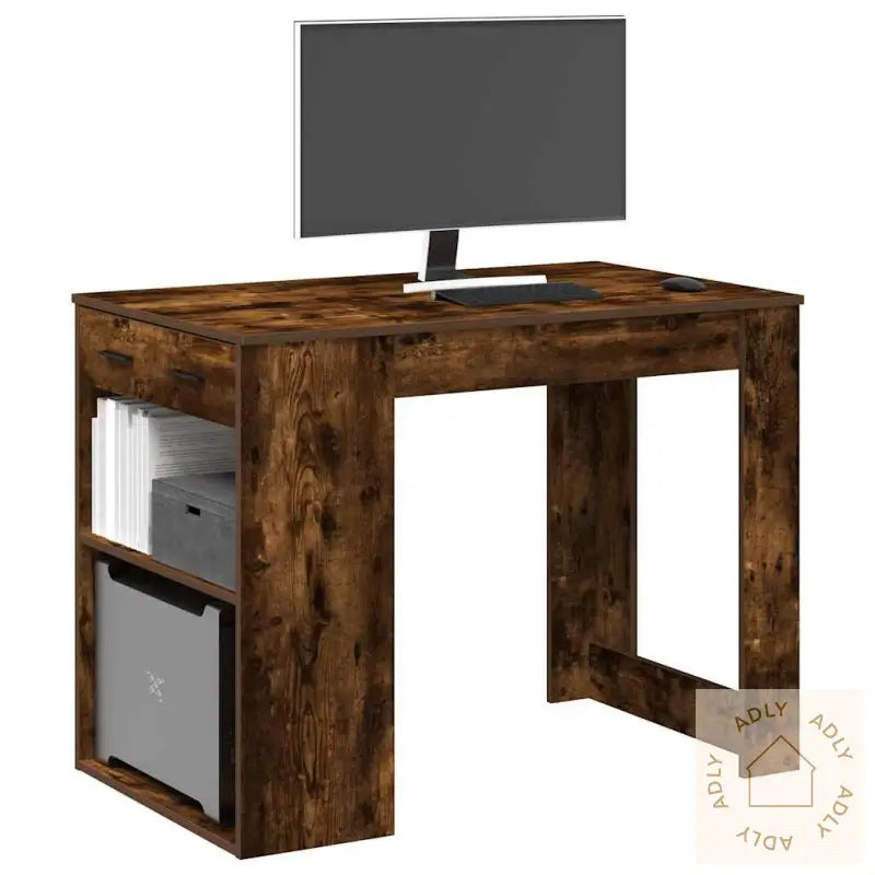 Skrivebord Med Skuff Og Hylle 102X62X77,5 Cm Konstruert Tre