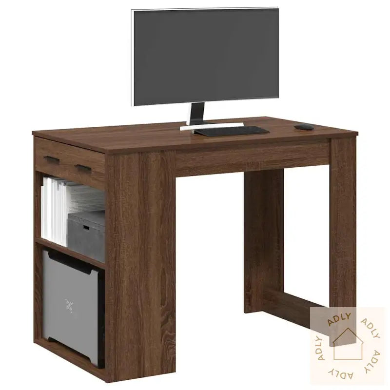 Skrivebord Med Skuff Og Hylle 102X62X77,5 Cm Konstruert Tre