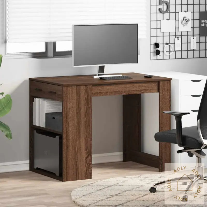 Skrivebord Med Skuff Og Hylle 102X62X77,5 Cm Konstruert Tre