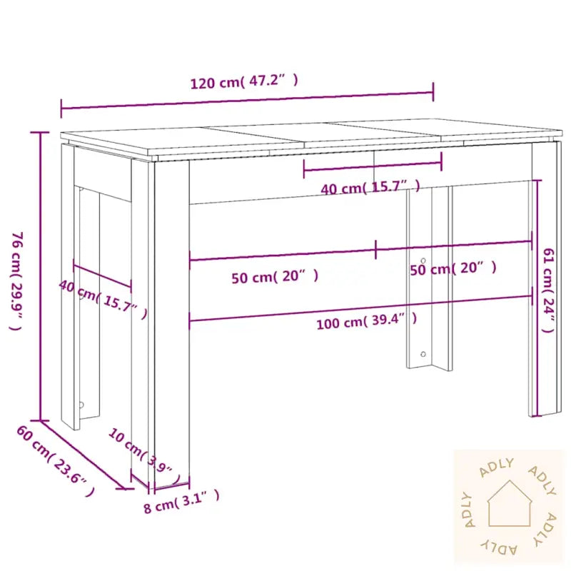 Spisebord Svart 120X60X76 Cm Konstruert Tre