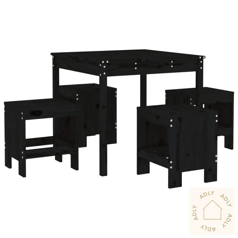 Hagespisestue 5 Deler Svart Heltre Furu