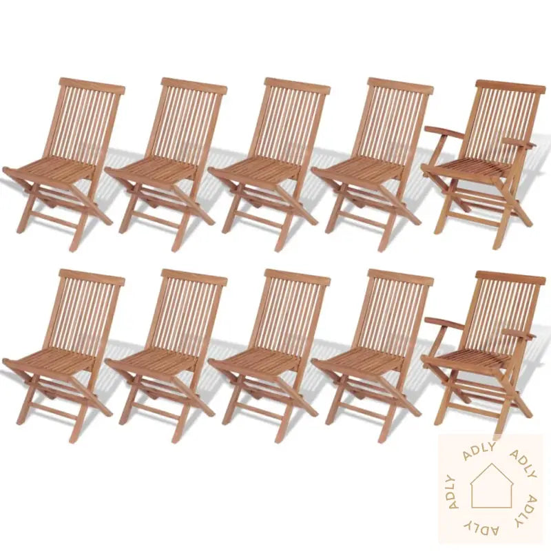 Utendørs Spisestue Med Brettbare Stoler 11 Deler Heltre Teak