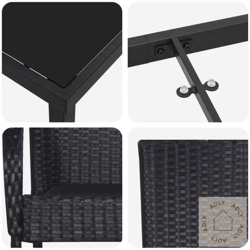 3 Delt Hage Spise Sett Svart Poly Rottefilt