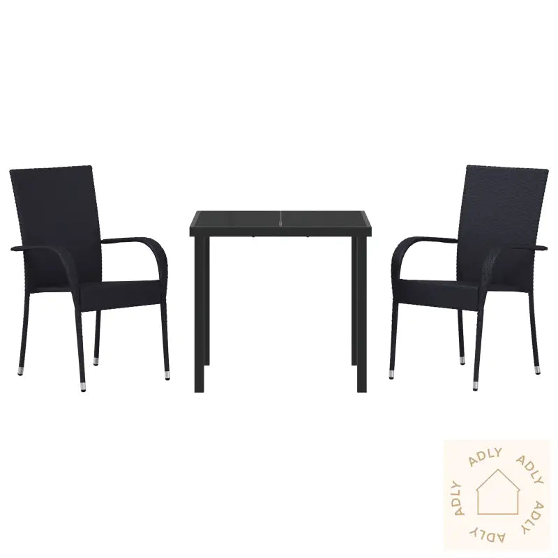 3 Delt Hage Spise Sett Svart Poly Rottefilt