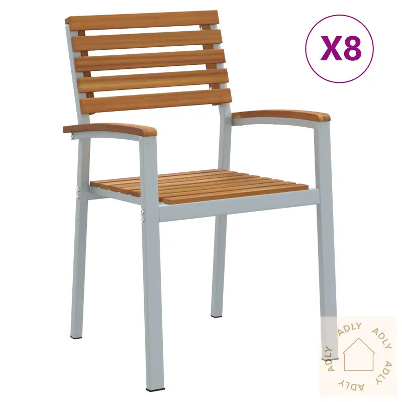 Stable Hage Stoler 8 Stk Solid Tre Akasie Og Metall