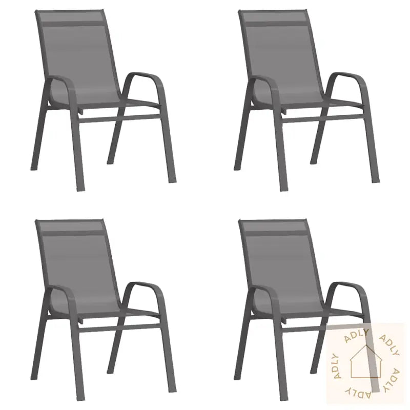 Stablebare Hagestoler 4 Stk Grå Textilene-Stoff