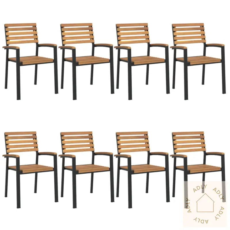 Stablebare Hagestoler 8 Stk Heltre Akasie Og Metall
