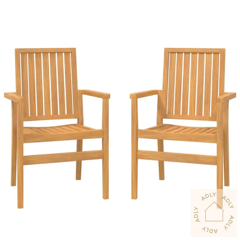 Stablebare Hagestoler 2 Stk 56,5X57,5X91 Cm Heltre Teak