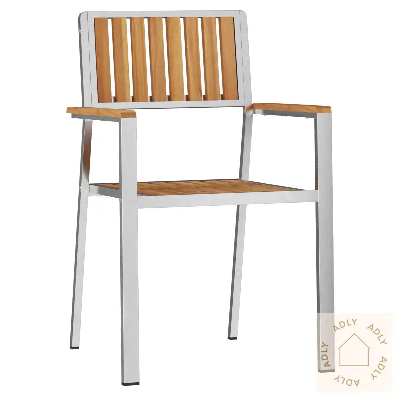 Stable Hage Stoler 4 Stk Solid Teak & Rustfritt Stål