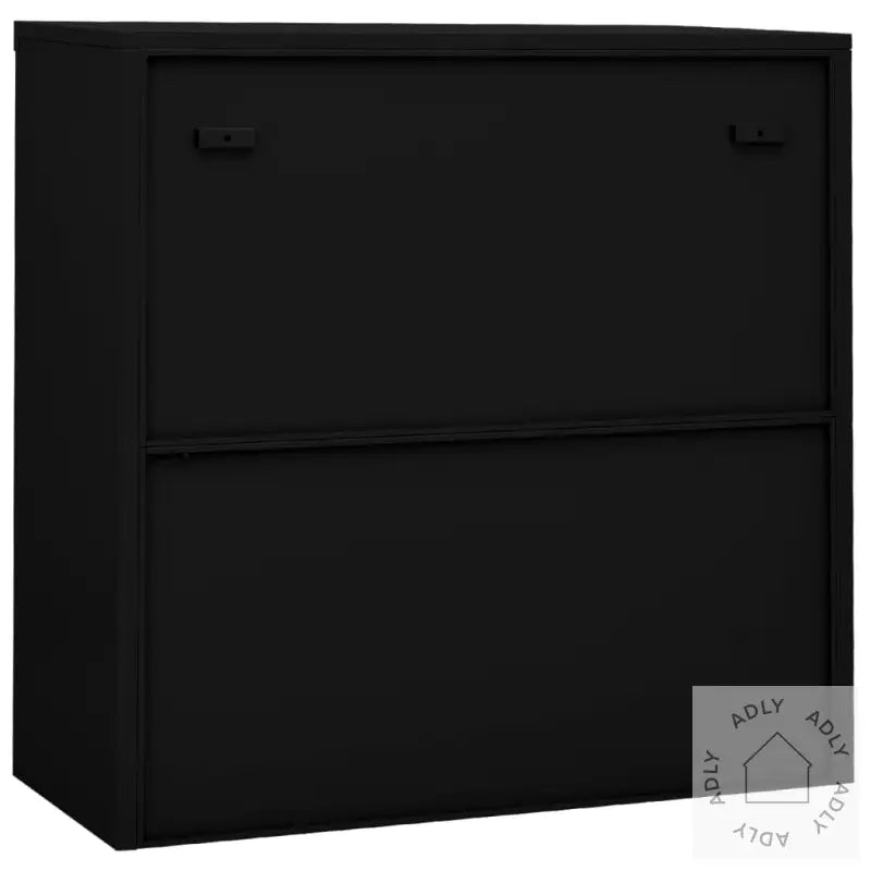 Kontorskap Med Skyvedør 90X40X90 Cm Stål Svart