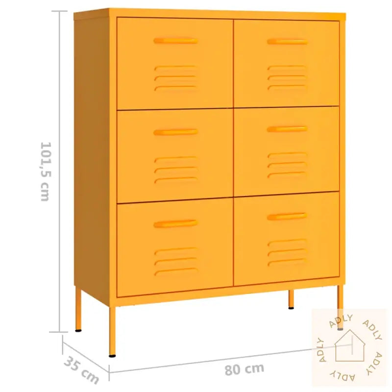 Kommode Sennepsgul 80X35X101,5 Cm Stål