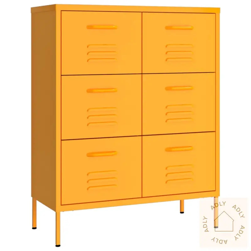Kommode Sennepsgul 80X35X101,5 Cm Stål