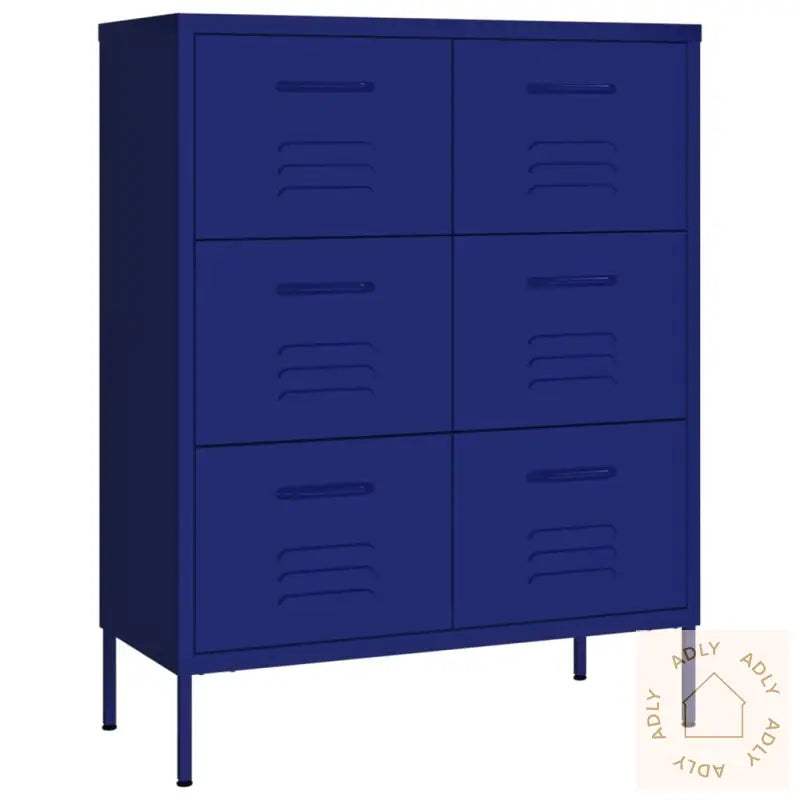 Kommode Marineblå 80X35X101,5 Cm Stål