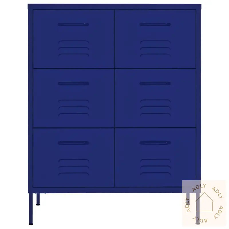 Kommode Marineblå 80X35X101,5 Cm Stål