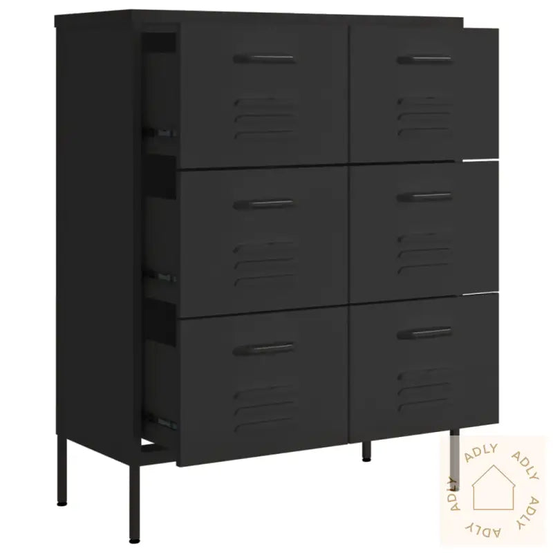 Kommode Svart 80X35X101,5 Cm Stål