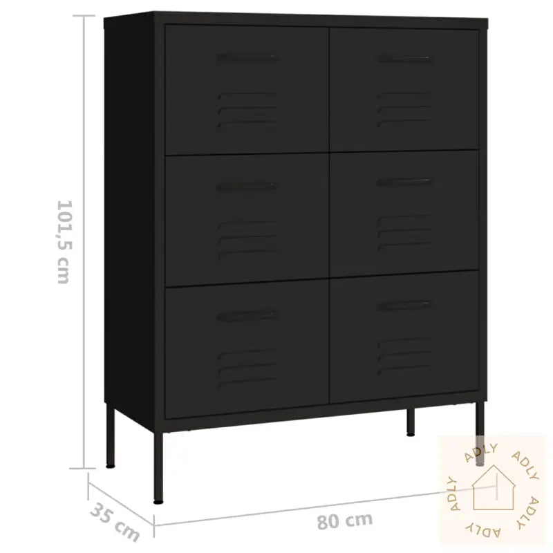 Kommode Svart 80X35X101,5 Cm Stål