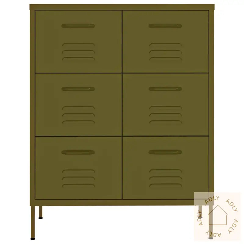 Kommode Olivengrønn 80X35X101,5 Cm Stål