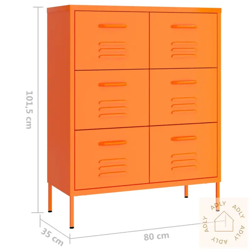 Kommode Oransje 80X35X101,5 Cm Stål