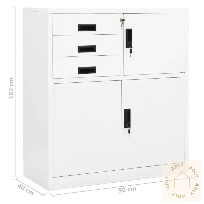 Kontorskap Hvit 90X40X102 Cm Stål