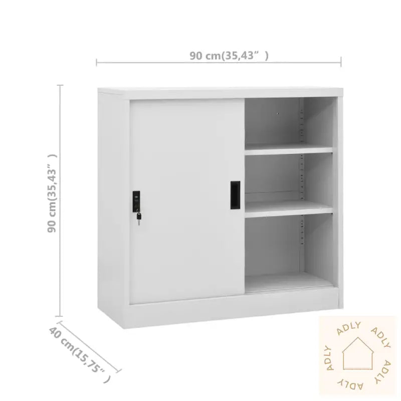 Kontorskap Med Skyvedør 90X40X90 Cm Stål Lysegrå