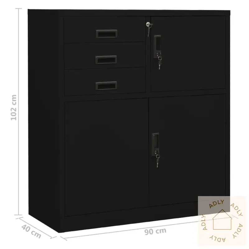Kontorskap Svart 90X40X102 Cm Stål
