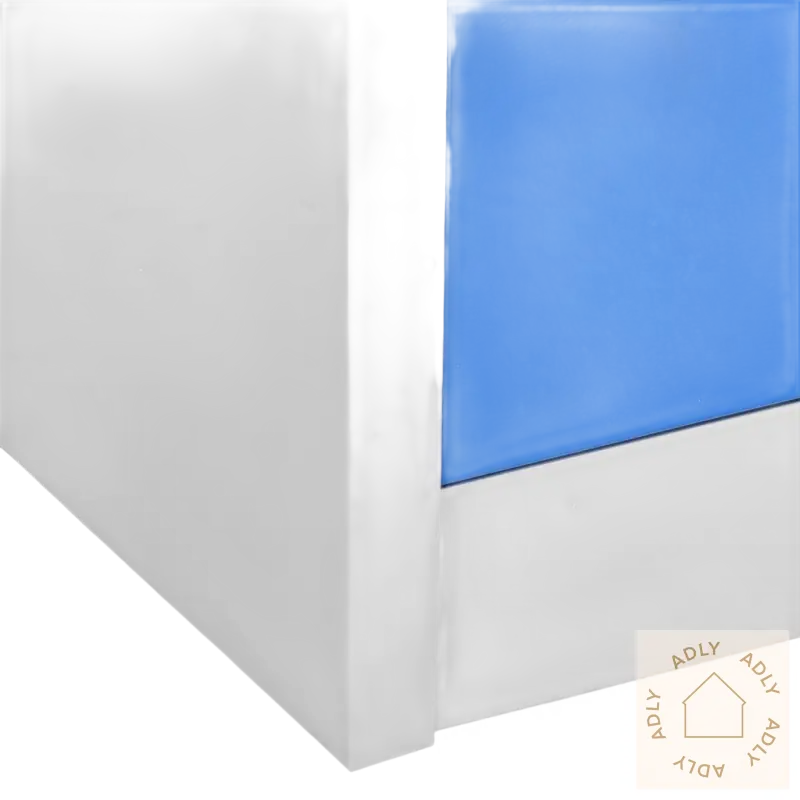 Hvit og blå hjørneskap i stål oppbevaringsskap moderne design til hjemmet eller kontoret