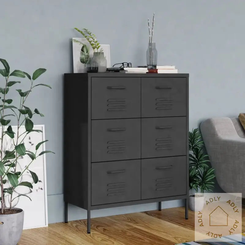 Kommode Antrasitt 80X35X101,5 Cm Stål