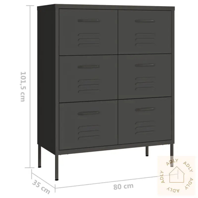 Kommode Antrasitt 80X35X101,5 Cm Stål