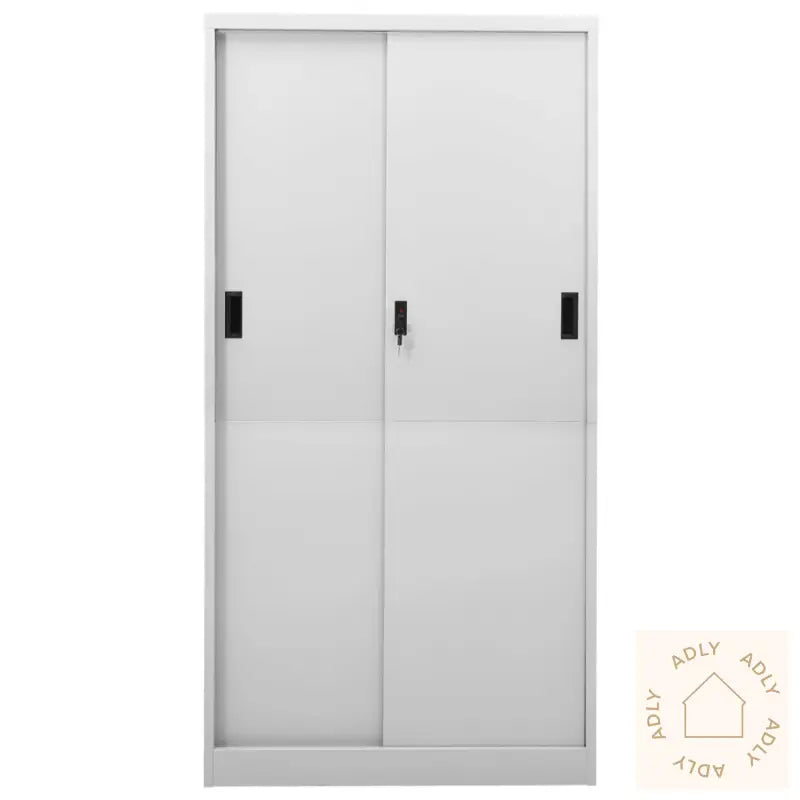 Kontorskap Med Skyvedør 90X40X180 Cm Lysegrå Stål