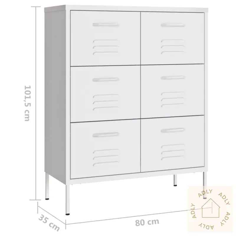 Kommode Hvit 80X35X101,5 Cm Stål
