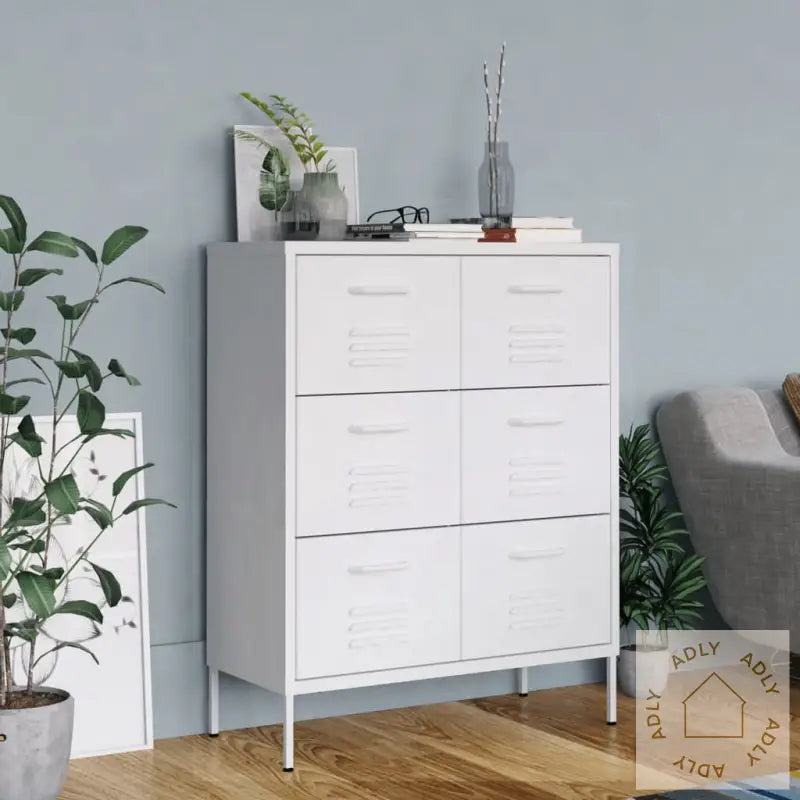 Kommode Hvit 80X35X101,5 Cm Stål
