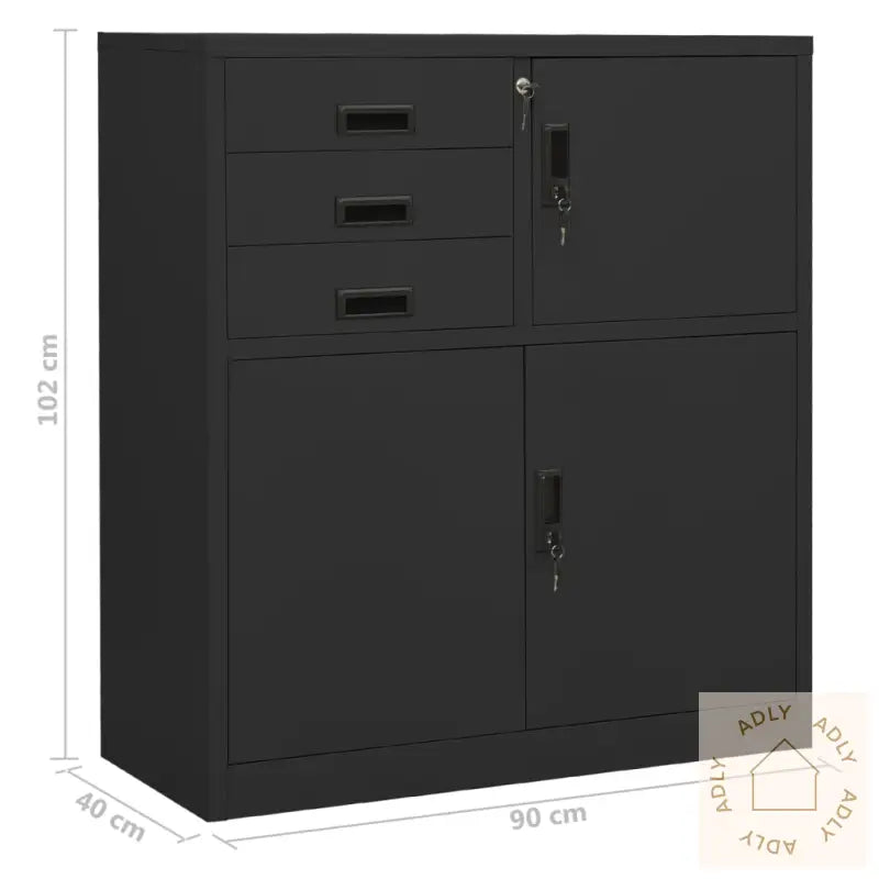 Kontorskap Antrasitt 90X40X102 Cm Stål