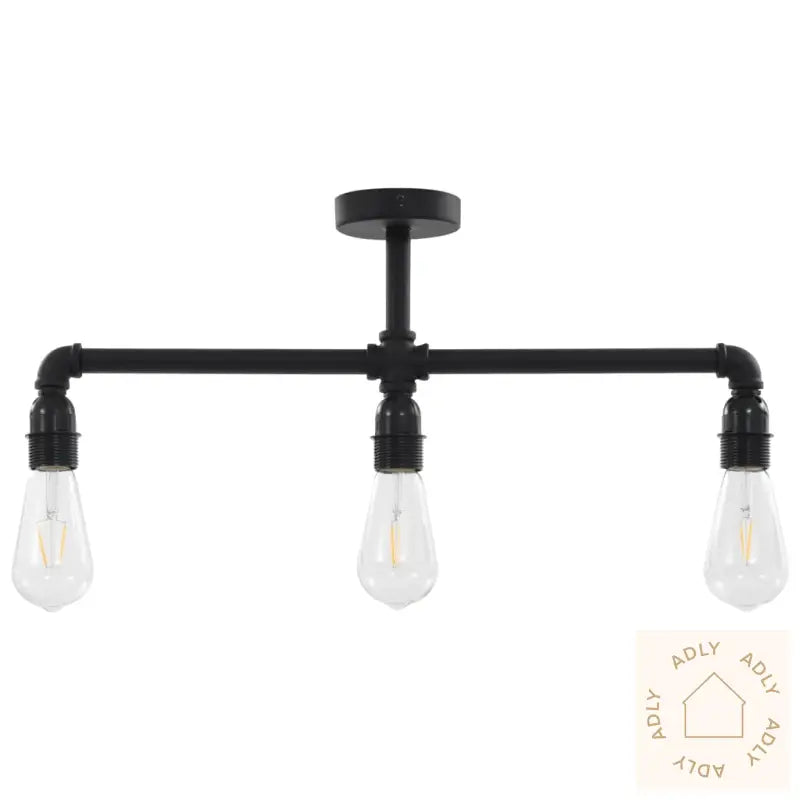 Taklampe Svart 3 X E27 Lyspærer