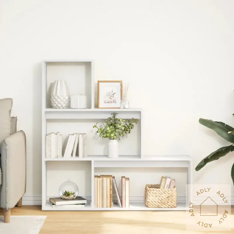 Romdeler Bokhylle 3 Etasjer Hvit 123X29X123 Cm Konstruert Tre