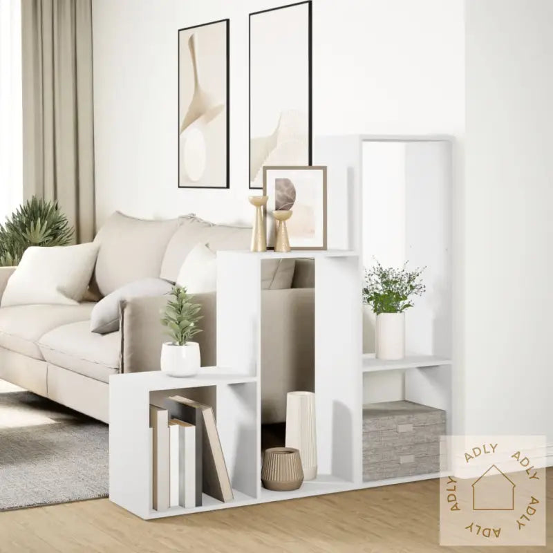 Romdeler Bokhylle 3 Etasjer Hvit 123X29X123 Cm Konstruert Tre