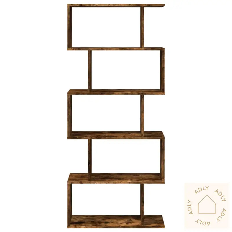 Romdeler Bokhylle 5 Lag Røkt Eik 70X24X161 Cm Konstruert Tre