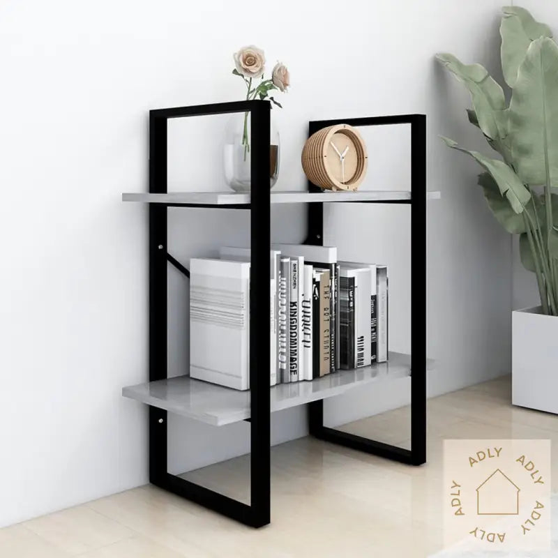 Bokhylle 2 Nivåer Betonggrå 60X30X70 Cm Konstruert Tre