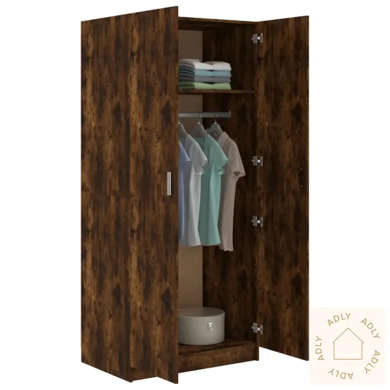 Garderobe Røkt Eik 80X52X180 Cm Konstruert Tre