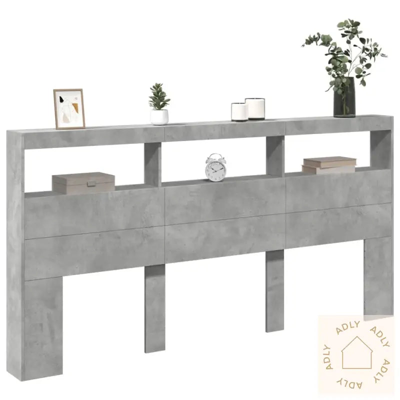 Hodegavl Skap Med Led Betonggrå 200X17X102 Cm