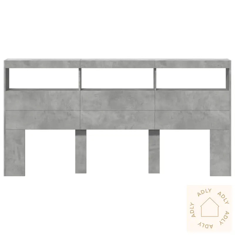 Hodegavl Skap Med Led Betonggrå 200X17X102 Cm