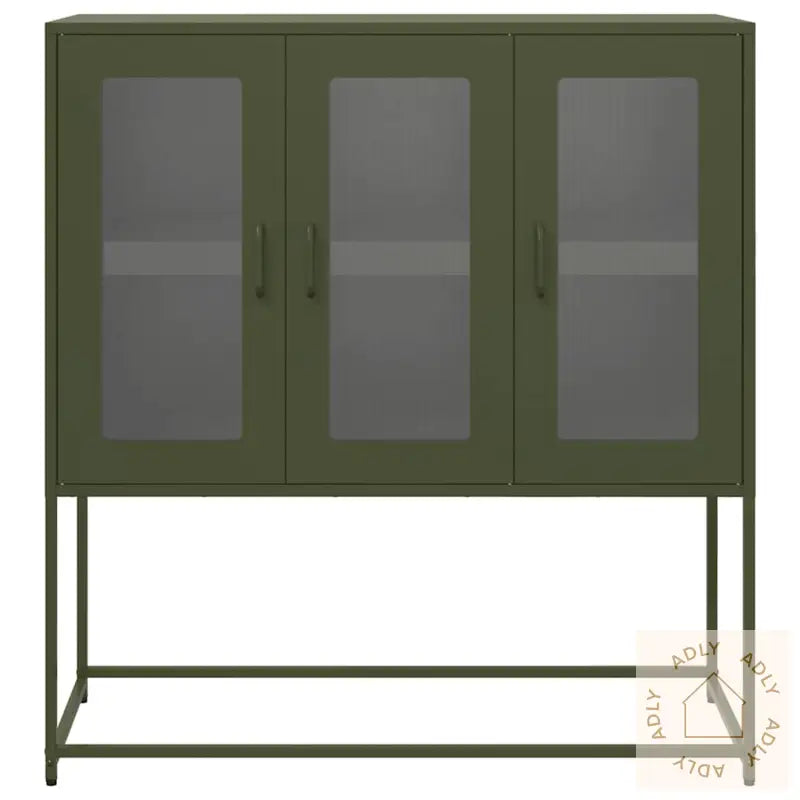 Skjenk Olivengrønn 100,5X39X107 Cm Kaldvalset Stål