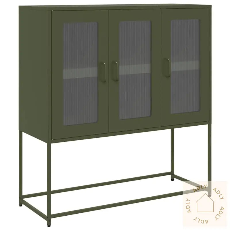 Skjenk Olivengrønn 100,5X39X107 Cm Kaldvalset Stål
