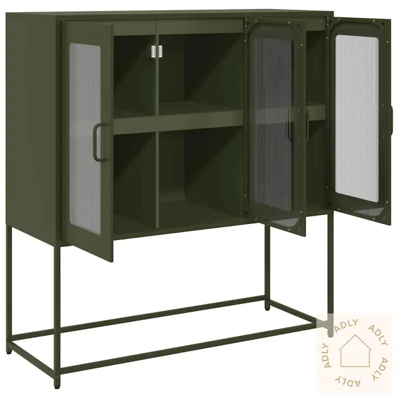 Skjenk Olivengrønn 100,5X39X107 Cm Kaldvalset Stål