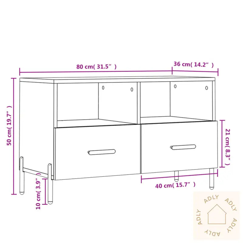 Tv-Benk Svart 80X36X50 Cm Konstruert Tre