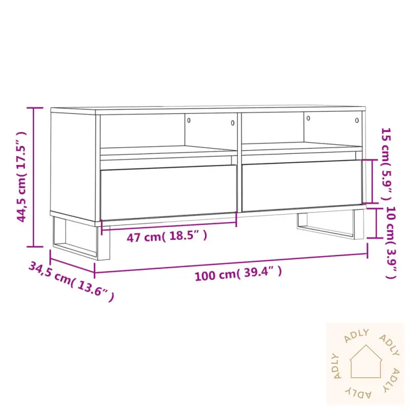 Tv-Benk Røkt Eik 100X34,5X44,5 Cm Konstruert Tre
