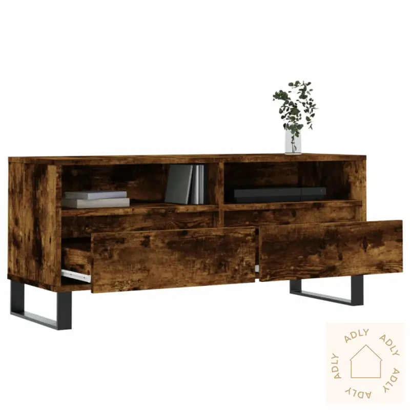 Tv-Benk Røkt Eik 100X34,5X44,5 Cm Konstruert Tre