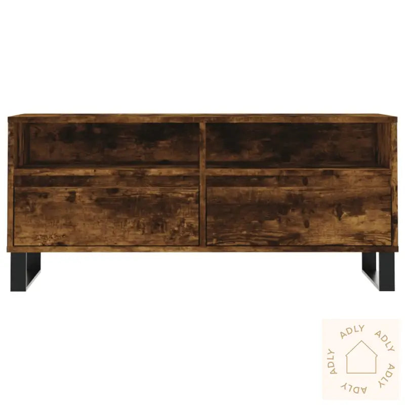 Tv-Benk Røkt Eik 100X34,5X44,5 Cm Konstruert Tre