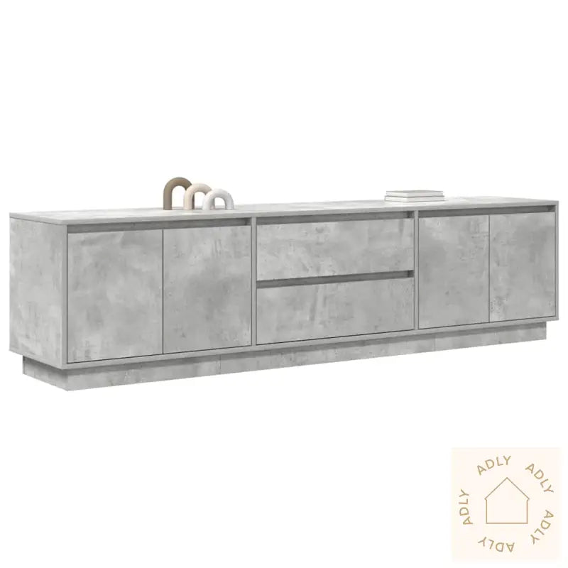 Tv-Benk Med Led-Lys Betonggrå 193,5X41X50 Cm